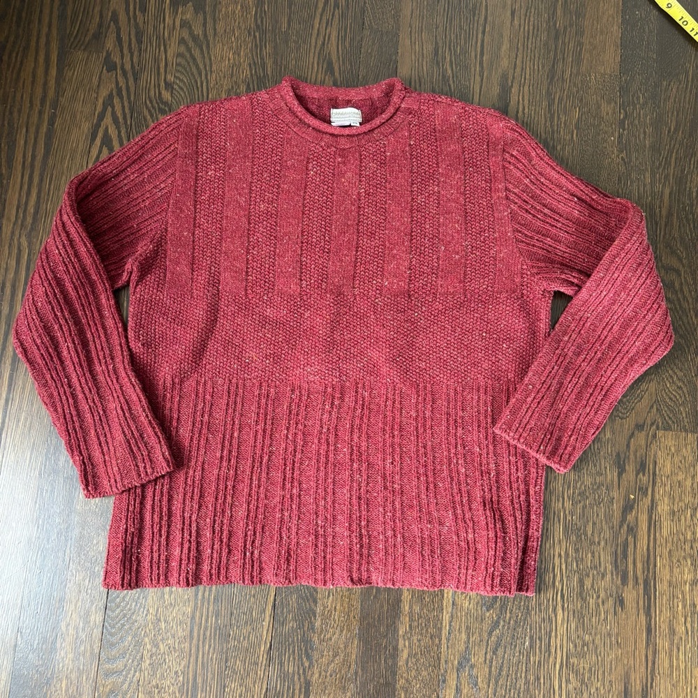 Coldwater Creek 2X Sweater Red Crew Neck Long Tunic Wool Blend Woman